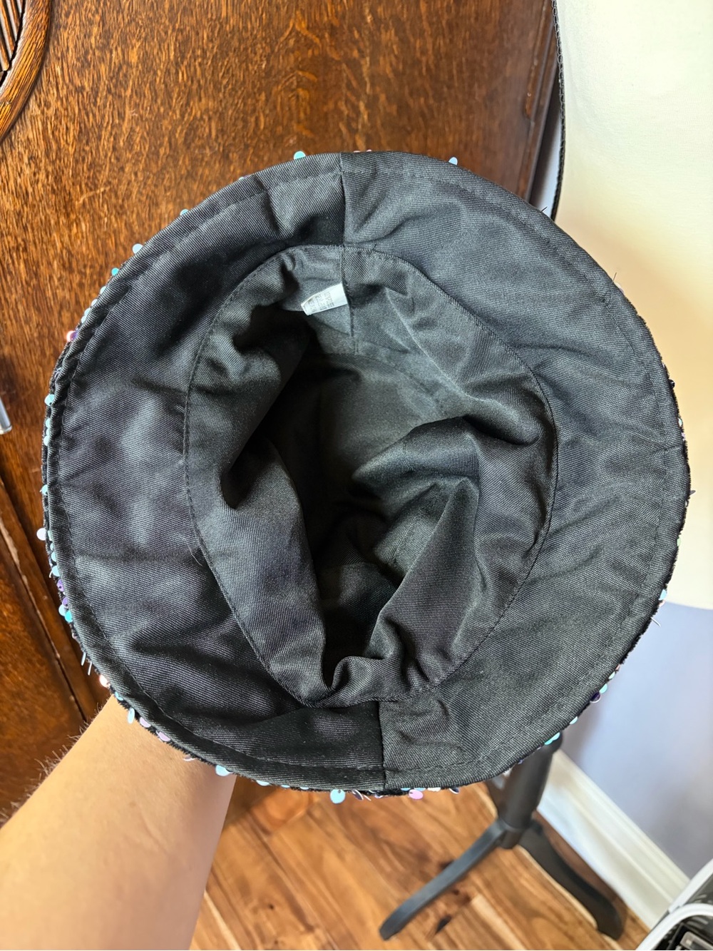 Source Unknown Black Sequin Bucket Hat with Iridescent Accents - Picture 4 of 6